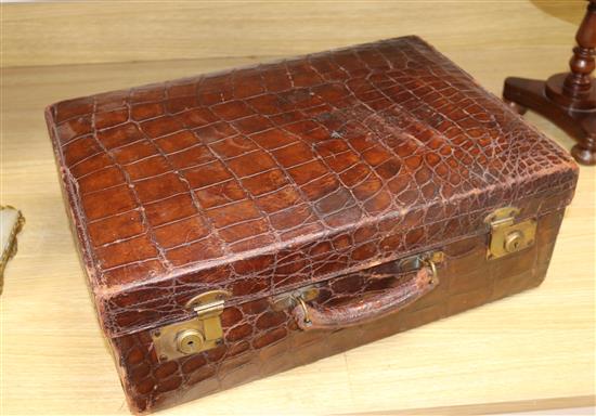 A Barkers Kensington crocodile skin case 51 x 35 x 18cm